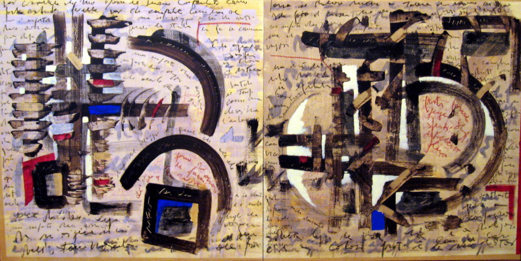 Biagio Cepollaro - Grande quadro, 2009. Tecnica mista su mdf, due tavole, complessivi cm 100 x 200